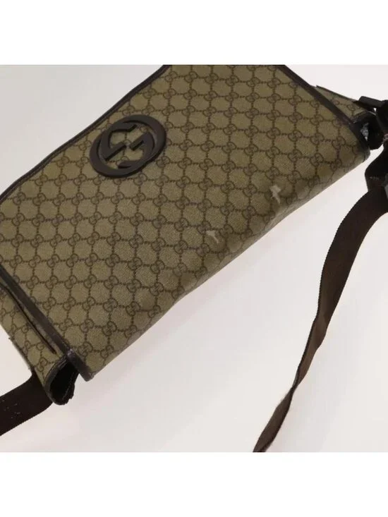 Authentic GUCCI GG Supreme Shoulder Bag PVC Beige Silver 223661 - Picture 13 of 16